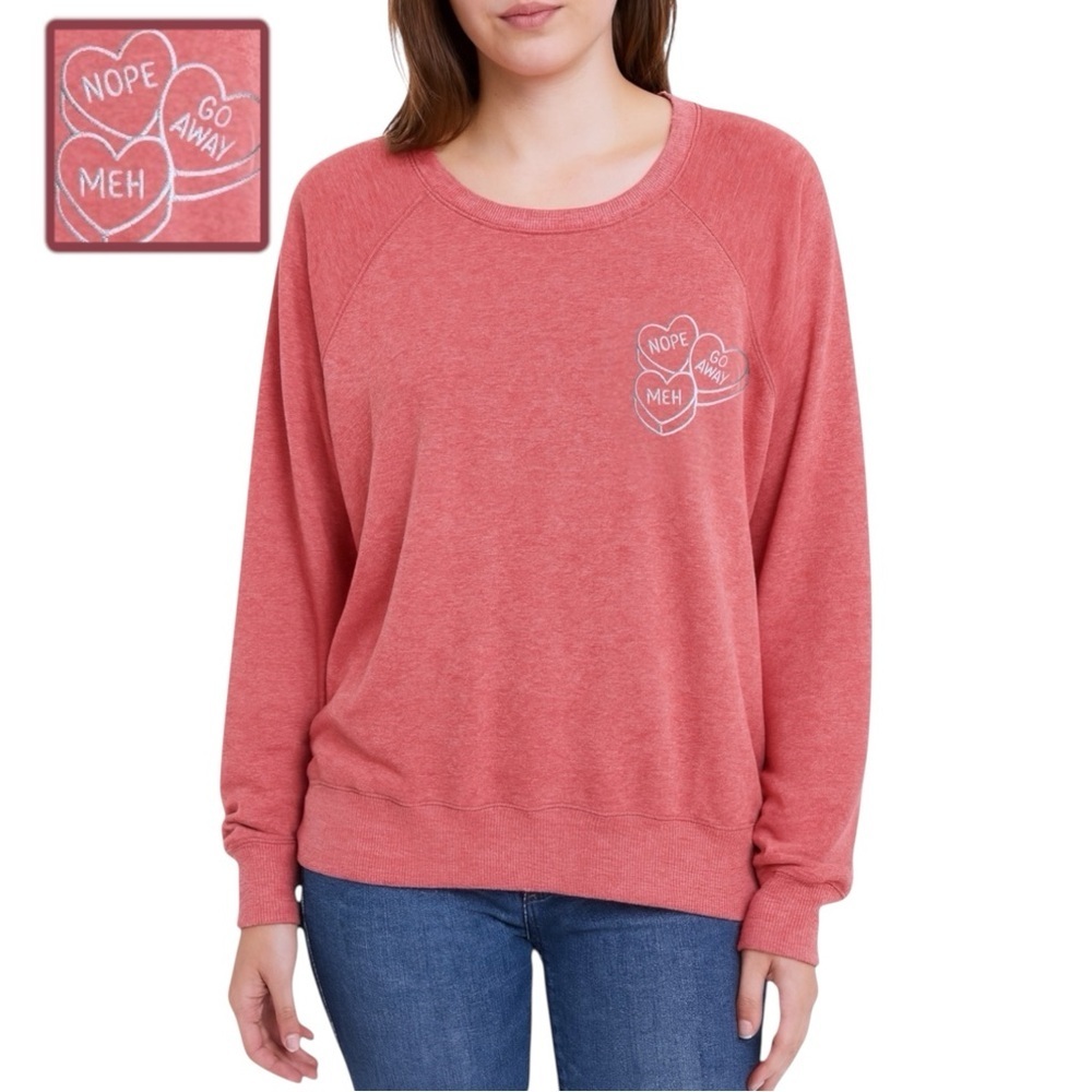 Wildfox Meh Candy Hearts Raspberry Pink Sweatshirt S Galentine